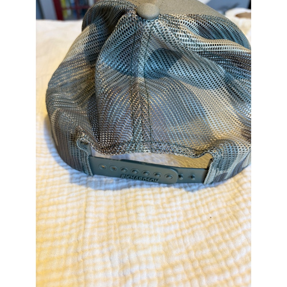 Richardson 112 Trucker Hat Louies Bar & Grill Olive Green Camo Mesh Snapback Cap - Picture 3 of 3